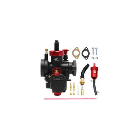 Carburateur de compétition PE22 mm avec filtre et kit de starter, compatible avec les moteurs de moto à bride 110 cc, 125 cc et 130 cc pour motos tout-terrain, mini-motos et motocross (PE22 mm) (1/5)