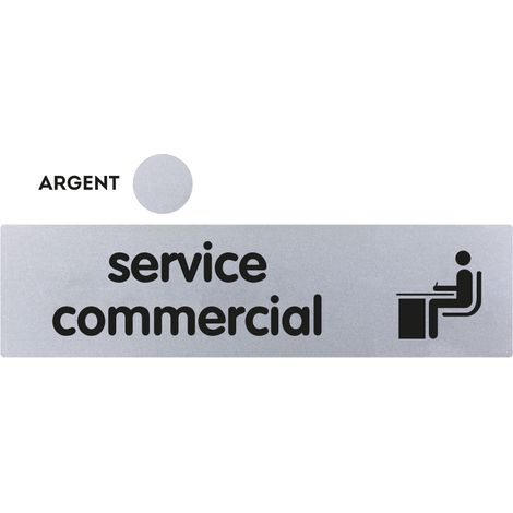 Plaque de porte Service commercial - Classique argent 170x45mm - 4321066