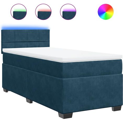 Maison Exclusive - Giroletto a Molle con Materasso Blu 90x200 cm in Velluto (1/5)