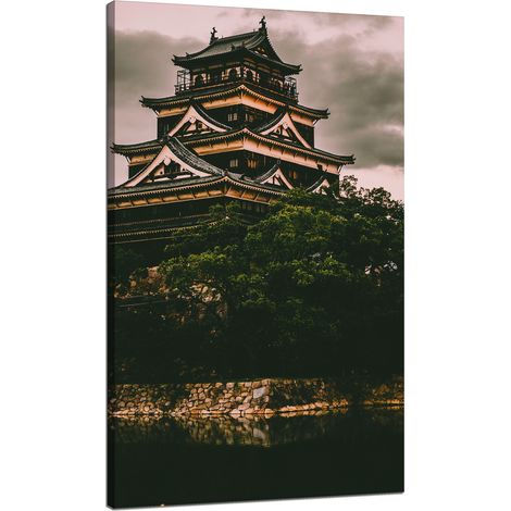 Cuadro sobre lienzo Arquitectura Castillo de Hiroshima 70x120 cm