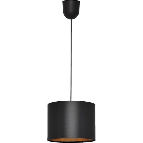 Helam ALBA Plafonnier Suspension Cylindrique Noir, Or 20cm