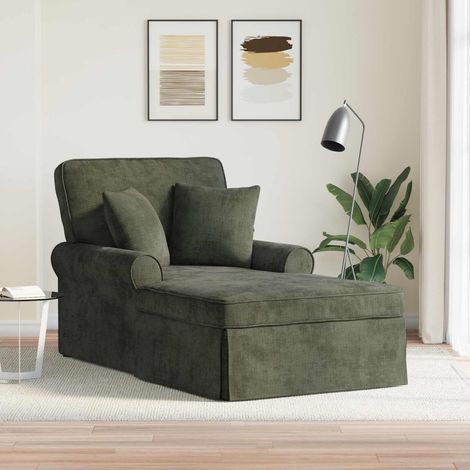 vidaXL Chaise Longe con Gonna con cuscino Verde 157 x 91 x 91 cm ARES