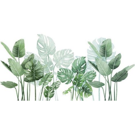 Stickers Muraux Plante Tropical, Décoration Sticker Muraux Jungle, Autocollant Feuilles Verts Amovibles Naturel Zen pour S STICKERS (1/4)