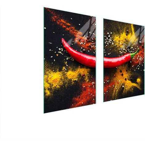 Assiette de protection en verre POUR la cuisine 65x52 piment (1/5)