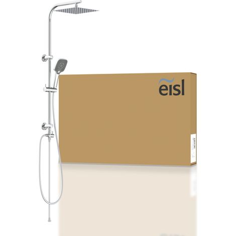 Colonne de douche EASY DELUXE chromé avec pommeau de douche effet pluie - raclette incluse (1/5)