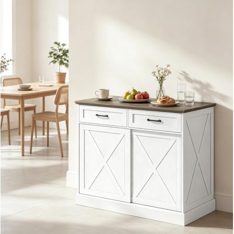 Mueble de cocina isla con 2 cajones, puerta corredera, 106,4 x 57 x 92 cm HAVRYA (1/5)