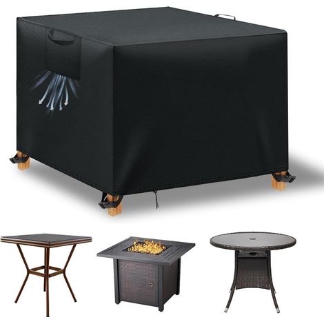 Gartentisch-Abdeckung, Gartenmöbel-Abdeckung für den Außenbereich, wasserdichte Anti-UV-Gartenmöbel-Abdeckungen, 210D Oxford-Gewebe, Gartenmöbel-Schutzhülle, Schwarz, 90x90x90 cm YMYNY