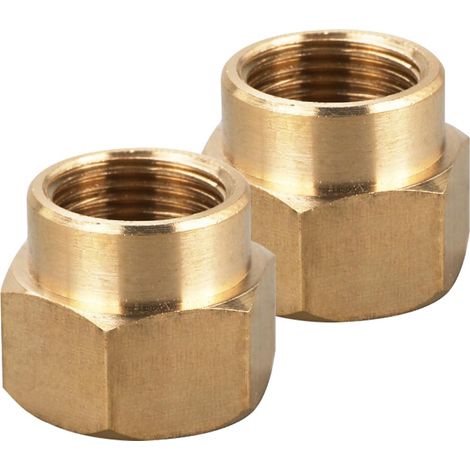 Lot de 2 manchons de réduction en laiton IG 1/2" x IG 3/8", 1/2" x 3/8" - Filetage intérieur - Manchon réducteur - Adaptateur hexagonal pour air, eau, huile (1/5)