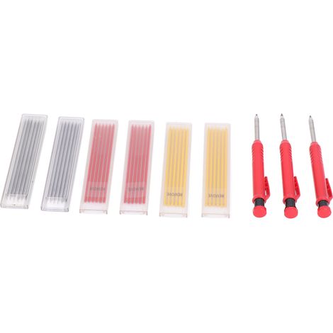 Ensemble de 39 outils de traçage au crayon de charpentier avec 3 recharges de couleurs pour le travail du bois (1/5)