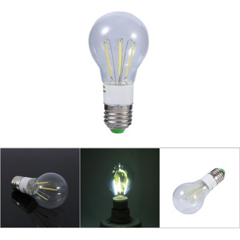 E27 12V COB LED-Filamentlampe, 3W Kaltweiß, 360° nicht dimmbar, transparentes PC/Aluminium, 10,5cm, 1 Stück (1/5)