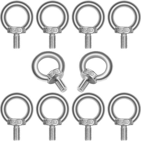YMYNY Accessoire de levage,Lot de 10 Boulons à œil M8 en acier inoxydable 304 - Anneau de Levage (1/4)