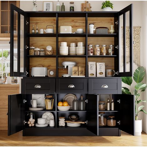 mobile contenitore 140x38,5x175 cm ante acriliche nero OKMYHOME (1/5)