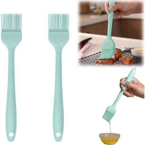 2 pinceaux Pinceau à pâtisserie Petit pinceau à barbecue Pinceau à huile de cuisine résistant à la chaleur (20,83,2 cm Vert clair) (1/5)