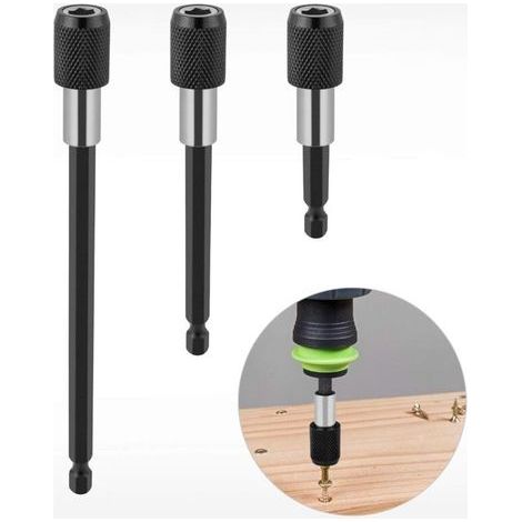 Schnellwechsel-Bithalter, magnetische Bohrverlängerung, 1/4", Schlüsselring, Bohrkopfadapter, Sechskant-Bohrschaftset, Schraubendreherbits und Handschraubendreher, 3 Fuß (1/5)