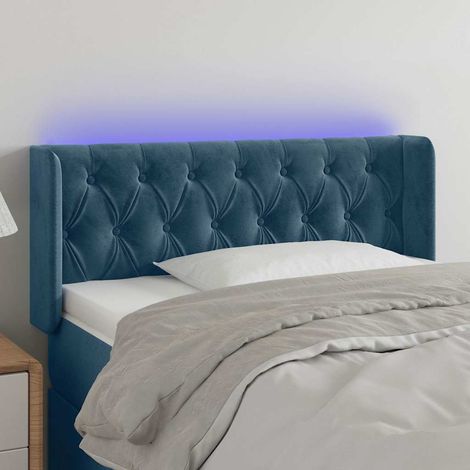 LED Kopfteil Dunkelblau 93x16x78/88 cm Samt (1/5)