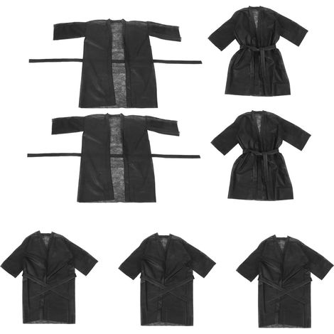 Peignoir de Bain Jetable Noir en Tissu Non Tissé Confortable et Pratique, Lot de 10 Pièces pour Salle de Bain et Salon de Beauté (1/5)