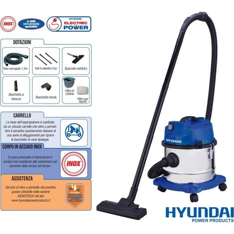 Aspiratore/Aspirapolvere/Aspiratutto solidi e liquidi 1200W 15lt. Hyundai - 45010