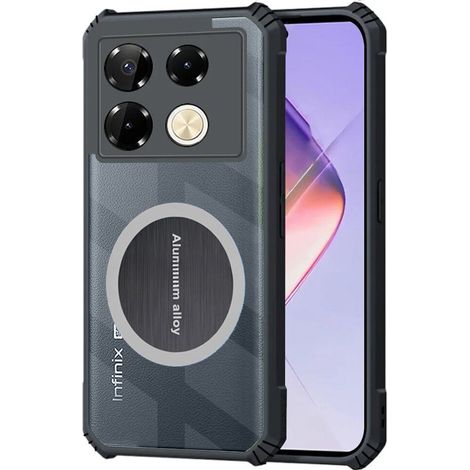 Étui pour Infinix Note 40 Pro Plus, avec plaque magnétique, transparent/noir (1/5)