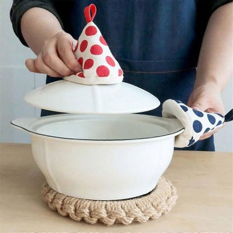 Gants isolants anti brûlure pour poignées de casseroles triangulaires verts (1/5)
