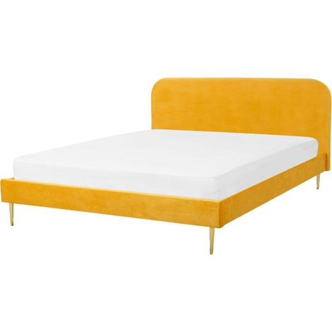 Bed Velvet FLAYAT 160 x 200 cm (EU King Size) Yellow