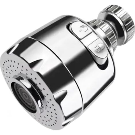 Aérateur de robinet, aérateur de robinet pivotant à 360°, 2 modes, argent (version courte)