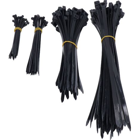 Lot de 200 attaches de câble robustes, fermeture éclair, tailles assorties 4, 6, 8 et 12 pouces, résistance à la traction de 18 à 120 lb, noir (1/5)
