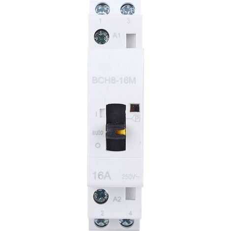 Contacteur AC domestique 2P 16A 230V (1NO 1NC) avec commande manuelle pour installation électrique bâtiment (1/5)
