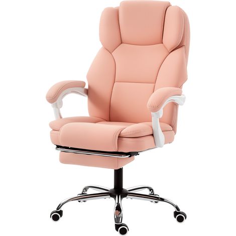 Chaise Bureau Ergonomique Cuir Synthétique Adapté Animaux Hauteur Réglable Rose, Entretien Facile, Résiste aux Griffures pour Propriétaires de Chats (1/5)