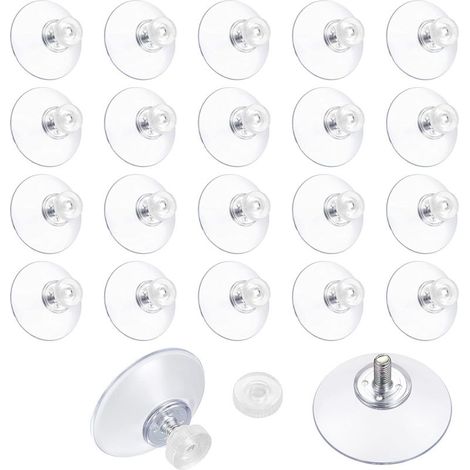 QAZQA Lot de 22 Ventouse Filetée Ventouses avec Filetage, M4 M5 Ventouse en Plastique PVC Suspension Ventouse Transparente pour Voiture,Camping (1/5)