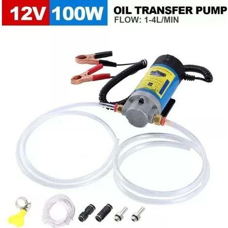 Pompe à huile diesel 12 V 100 W, pompe de vidange d'huile moteur électrique, pompe de transfert, pompe d'extraction d'huile - Faible niveau sonore, équipée de 3 tuyaux (1/3)