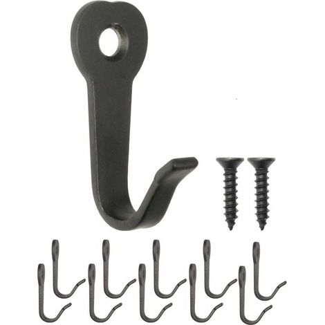 40 x 22 mm, schwarz, 10 Stück klassische Kleiderhaken, Eisenhaken, Metallhaken, Bilderhaken, Vintage Retro Landhausstil, (1/4)