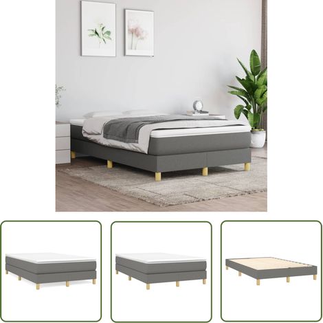 The Living Store Cadre de lit sans matelas gris foncé 120x200 cm tissu - Cadre De Lit - Lit Double - Lit Tissu - Lit Gris - Literie (1/5)