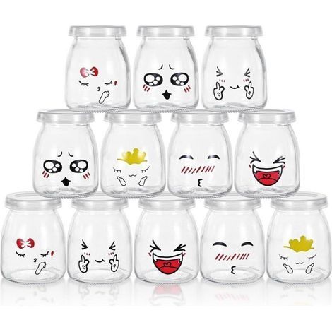 Joghurtbecher mit Deckel - Glasbehälter für Pudding und Joghurt, 12er-Set (100 ml) (1/5)