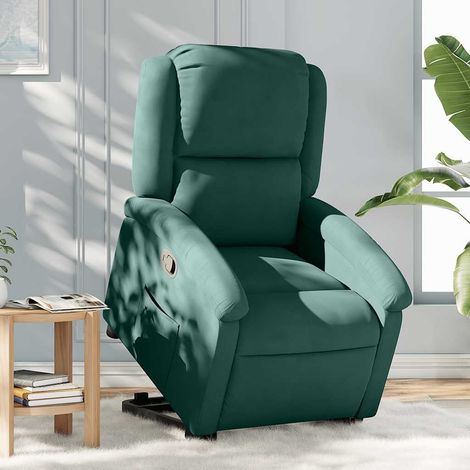 Sillón reclinable elevable terciopelo verde oscuro vidaXL (1/5)