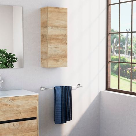 Inda - Pensile bagno con anta SX e ripiano 30x80 cm - Rovere (1/4)