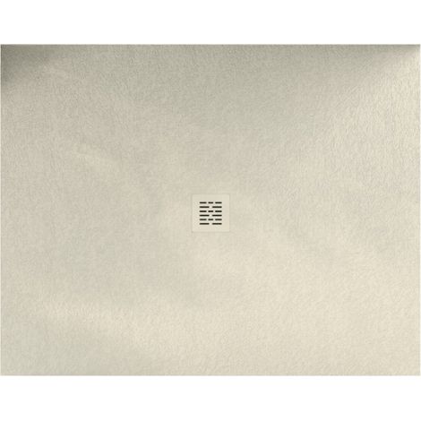 Mineralguss-Duschwanne extra flach CENTRO Schieferoptik BEIGE 120x120 cm Auslaufschutz in Farbe