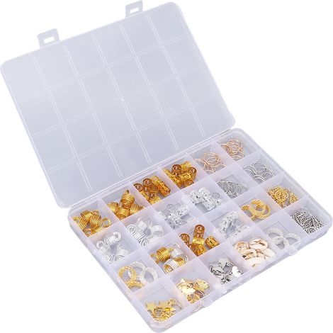 Perles à tresses raffinées 140 pièces, accessoires de coiffure chic pour dreadlocks, mariages et fêtes. (1/5)