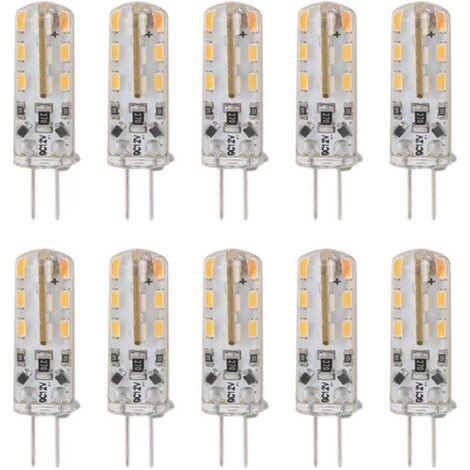 Lot de 10 Ampoules LED G4 1.5W DC12V Blanc Chaud 3000K 110LM à 2 Broches pour Éclairage d'Armoire et Placard