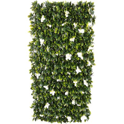 Treillis extensible en osier avec feuillage jasmin – Dimensions 100 x 200 cm – Haute résistance anti-UV – Zéro entretien – Nature