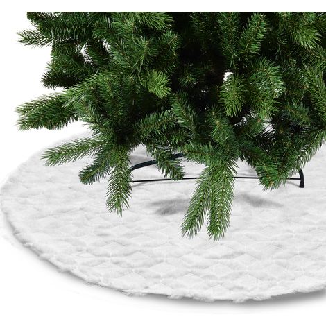 122 cm große Weihnachtsbaumdecke aus weichem, flauschigem Strick-Kunstfell, wiederverwendbar für Zuhause, Geschäfte, Schulen und Weihnachtsfeiern. Ideale Dekoration für Zuhause, Geschäfte und festlich (1/2)