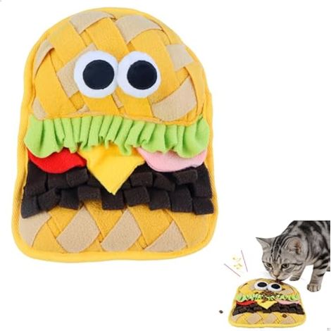 Tapis de fouille pour chiens, motif hamburger, base antidérapante, lavable, jeu interactif pour chiens de grande, moyenne et petite taille (1/5)