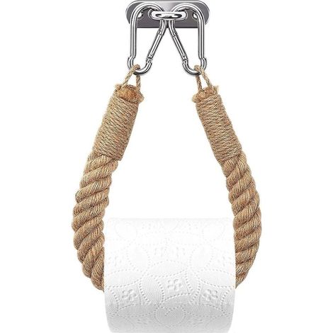 Porte-papier toilette,porte-serviette en corde de chanvre industrielle décoration pour toilette salle de bain baignoire (1/4)