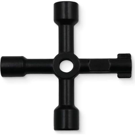 Chiave a croce nera a quattro vie, chiave universale multifunzione, adatta per quadri elettrici, treppiedi, valvole e contatori dell'acqua. (1/5)