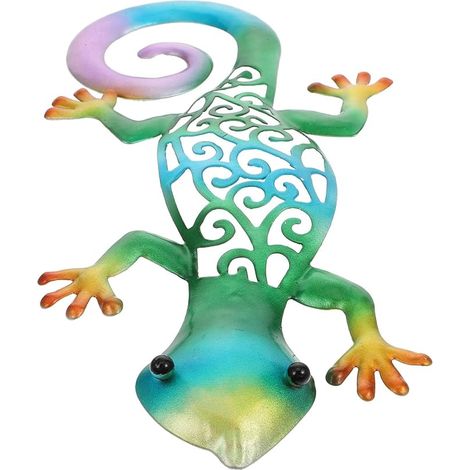 MUSISALY Décoration Murale Gecko en Fer Coloré Sculpture Murale Unique et Délicate Ornement Artisanal pour Maison et Couloirs (1/5)