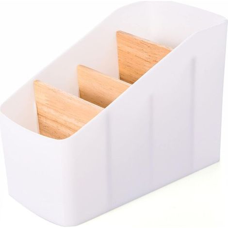 Scatola portaoggetti da scrivania in legno, organizer multiuso per articoli da ufficio e cancelleria. (1/4)