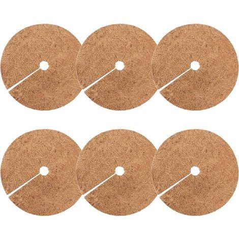 Lot de 6 Tapis de Paillis en Fibre Végétale 30 CM Anneaux Ronds Anti-Gel et Maintien D’Humidité pour Pots de Fleurs et Plantes D’Extérieur Doublure Découpable pour Jardin (1/5)