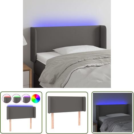 The Living Store Tête de lit à LED Gris 103x16x78/88 cm Similicuir - Tête De Lit Led - Tête De Lit Moderne - Tête De Lit Rembourrée - Éclairage Led - Similicuir (1/5)