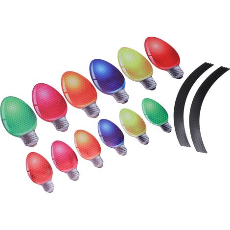 14 autocollants magnétiques décoratifs ampoule multicolores Noël pour voiture réfrigérateur en plastique (1/5)
