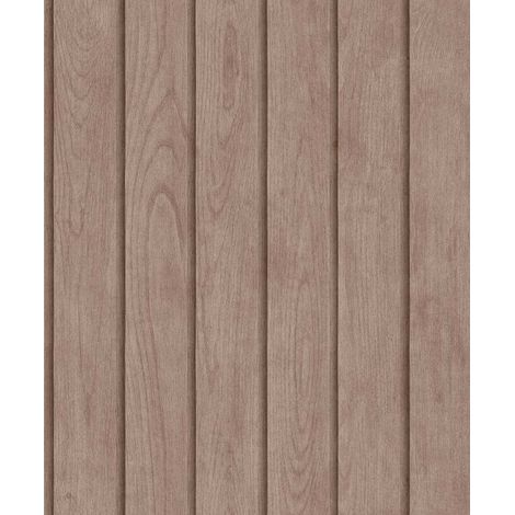 Papier peint lambris bois vertical taupe rosé