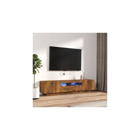 Ensemble de meubles TV avec lumières LED 2 pcs Chêne fumé